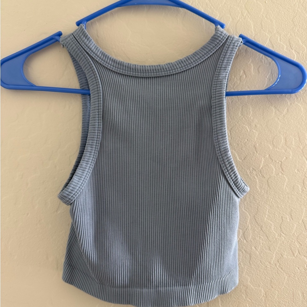Blue Ribbed Sleeveless Top - Picture 2 of 2